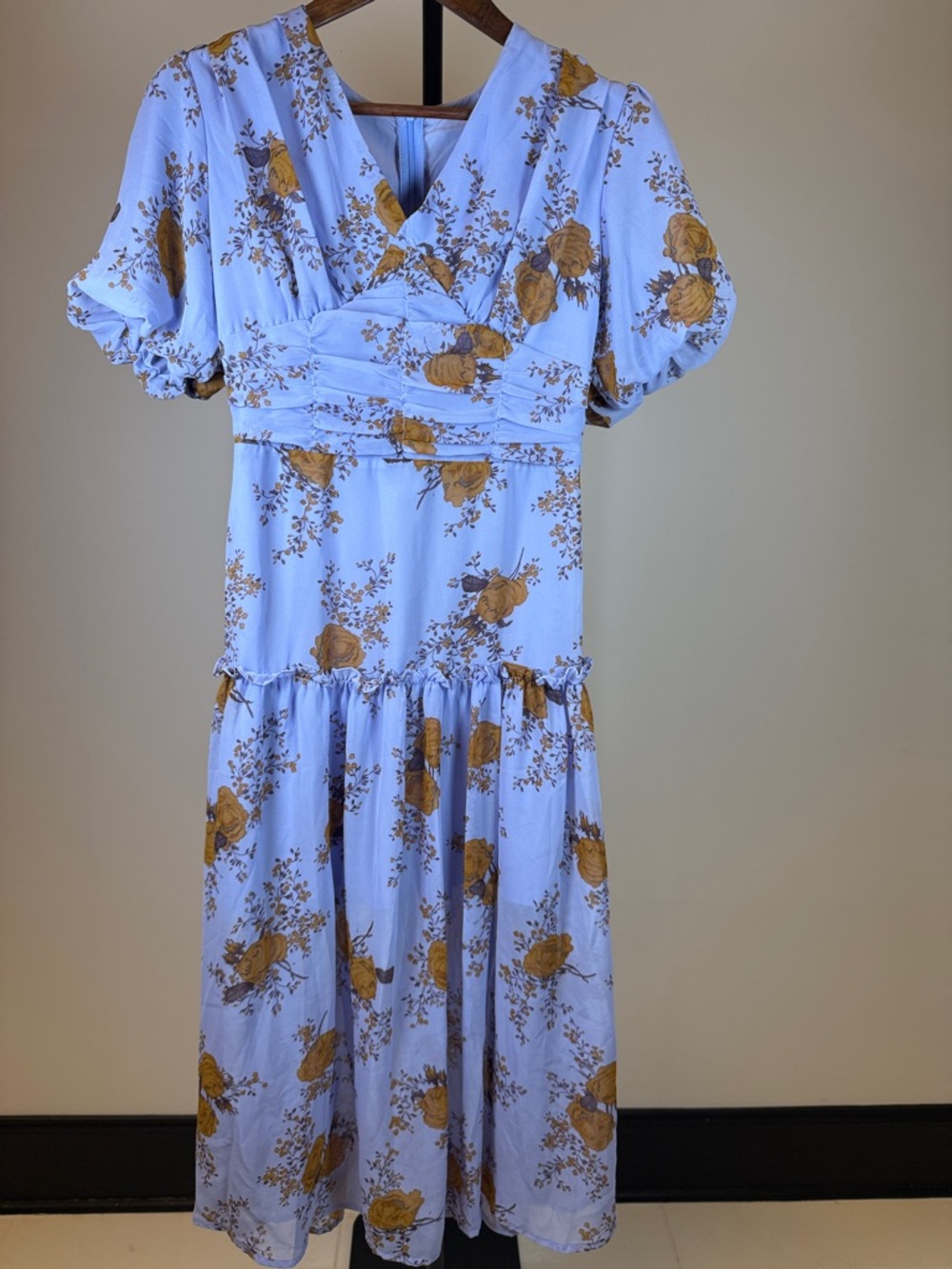 DAZY Floral Ruched Waist Midi Dress | Size S